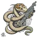 snake with a machine gun tattoo design idea
