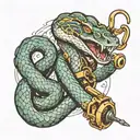 snake with a machine gun tattoo design idea