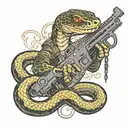 snake with a machine gun tattoo design idea