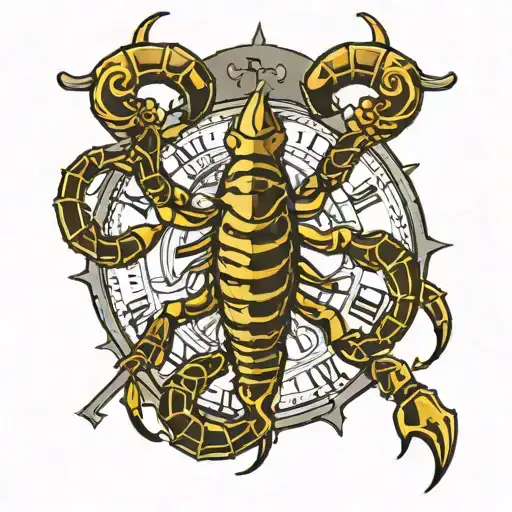 scorpion clock. prison bars tattoo design idea