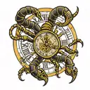 scorpion clock. prison bars tattoo design idea