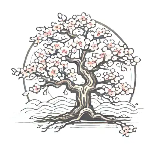 cherry blossom tree tattoo design idea