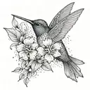 flowers humming bird tattoo design idea