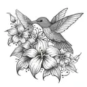 flowers humming bird tattoo design idea