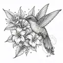 flowers humming bird tattoo design idea
