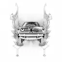 bmw car with Viking tattoo design idea