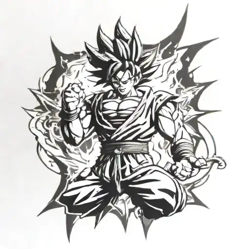 Goku in Super Saiyan 2 with energy blasts  tattoo design idea