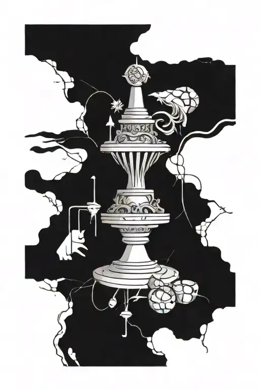 A symbolic representation of social justice and equality intertwined with elements from Falling Kingdoms, depicting the end of capitalist exploitation tattoo design idea