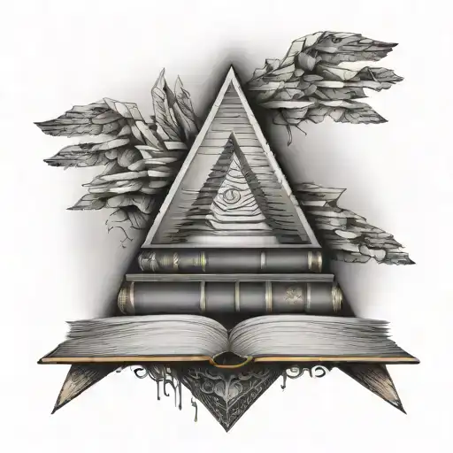 Colorful books stacked in a triangle w an eye in middle at  bottom of the pyramid says I was There when the magic was wr tattoo design idea
