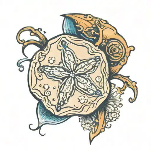 sand dollar ocean tattoo design idea