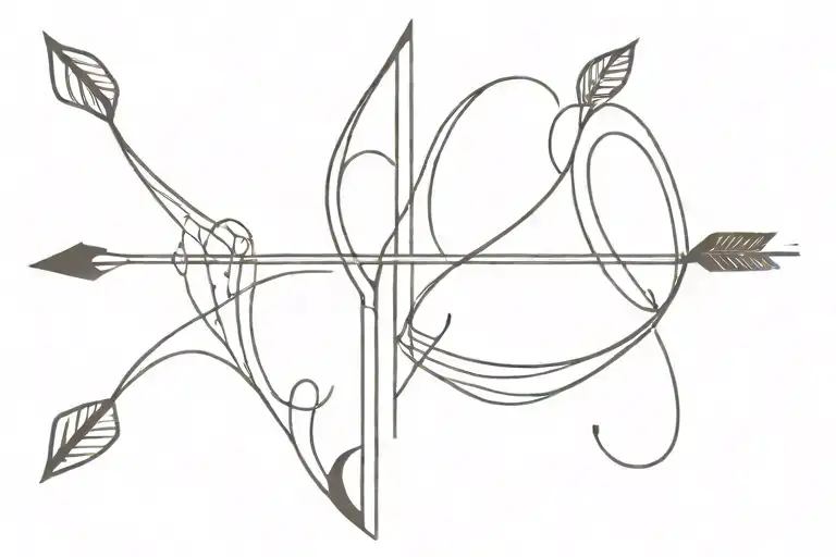 wave double headed arrow with letters L L P P tattoo design idea