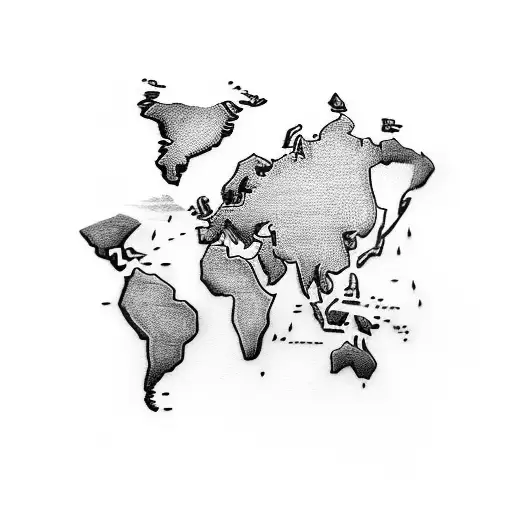 World map made of paper planes tattoo design idea