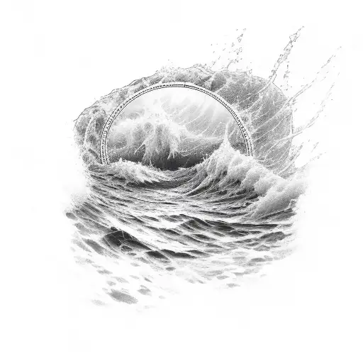 rough water with Kenzie spelled in it tattoo design idea