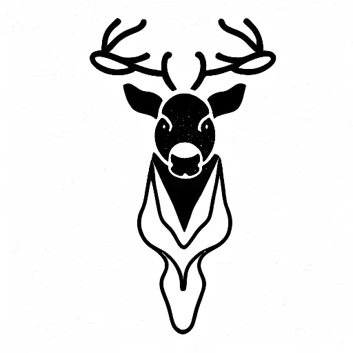 lapland, reindeers and northern lights tattoo design idea