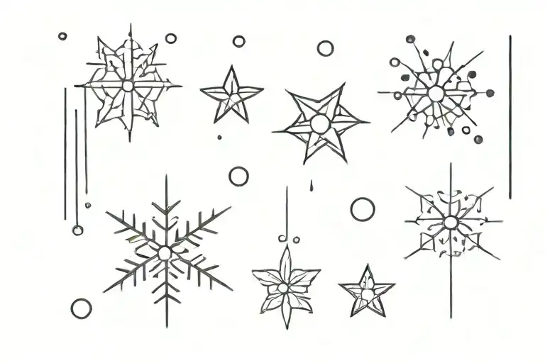 1 snow flake and one rain drop falling tattoo design idea