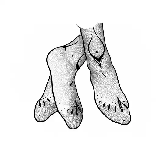 A dancer's feet in blackwork style, with the trishool incorporated into the design tattoo design idea