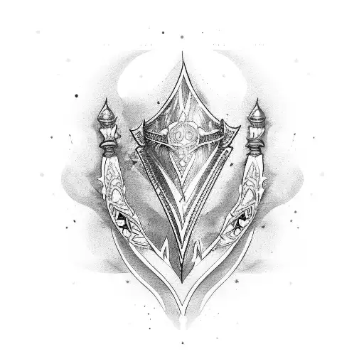 laurel sword heart tattoo design idea