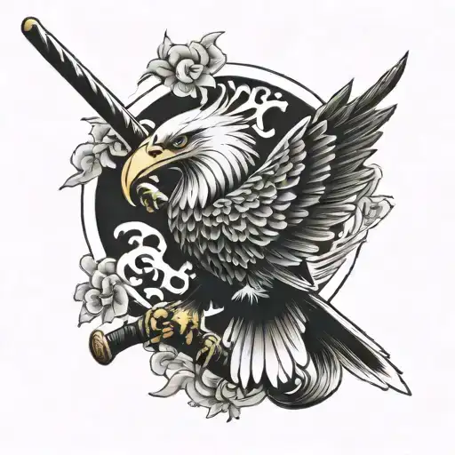 eagle and sword  tattoo design idea