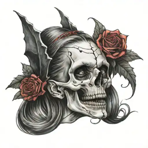skull vampire mina frau tattoo design idea