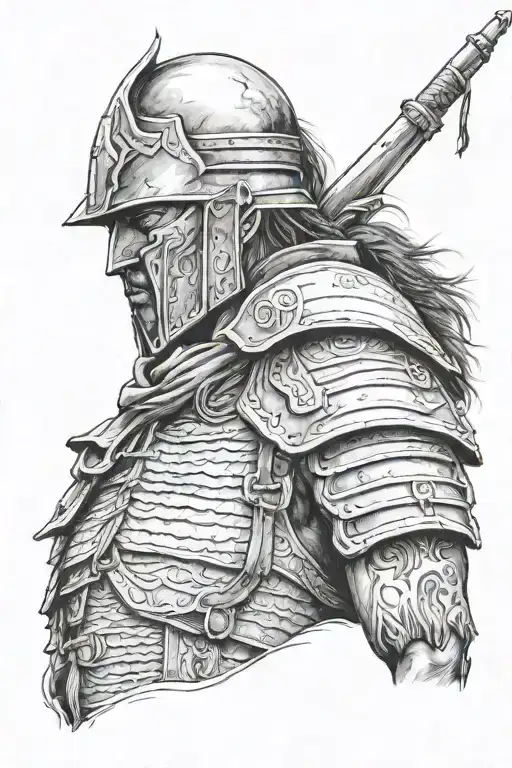 a lone warrior standing tattoo design idea