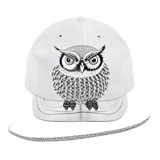 an owl with adidas shoes, white chain on his neck, a snapback top of his head tattoo design idea