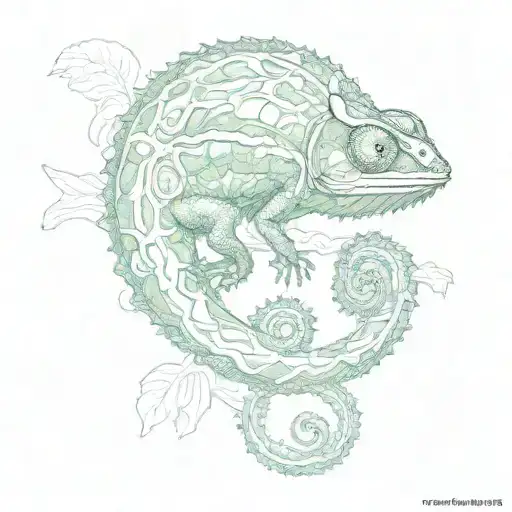 chameleon foetus placenta tattoo design idea