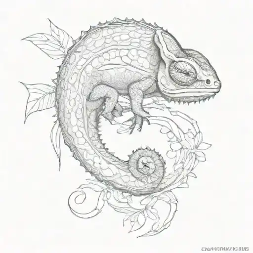 chameleon foetus yin yan tattoo design idea