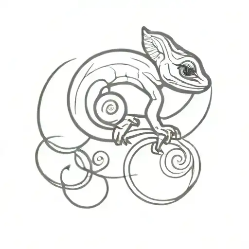 chameleon foetus yin yan tattoo design idea