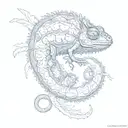 chameleon foetus placenta tattoo design idea