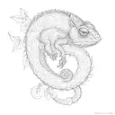 chameleon foetus yin yan tattoo design idea