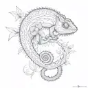 chameleon foetus yin yan tattoo design idea