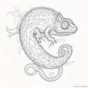 chameleon foetus yin yan tattoo design idea