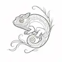 chameleon foetus yin yan tattoo design idea