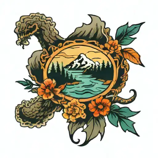 mountains, ocean, Oregon  tattoo design idea