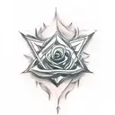 A rebellious tattoo featuring a red anarchy symbol morphing into a rose tattoo design idea