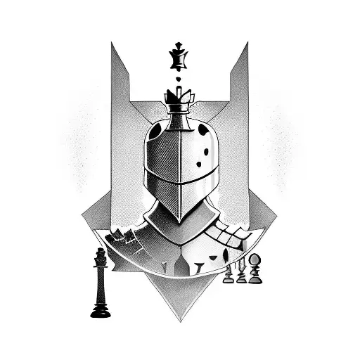 chess knight with shading tattoo design idea