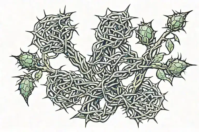 three thorny vines intertwined tattoo design idea