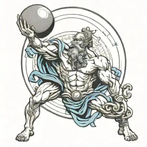 Greek titan atlas holding up globe and moon  tattoo design idea