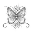butterfly, snake and flowers  tattoo design idea