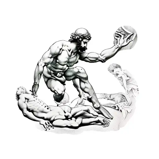 A dotwork tattoo of Michelangelo's famous painting 'The Creation of Adam' with a modern twist tattoo design idea