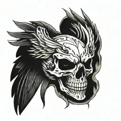 mean eagle skull face tattoo design idea