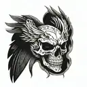 mean eagle skull face tattoo design idea