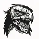 mean eagle skull face tattoo design idea
