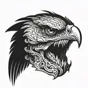 mean eagle skull face tattoo design idea