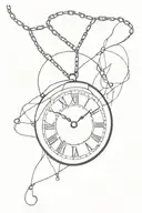   broken clock face and dainty chain  tattoo design idea