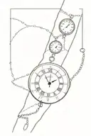   broken clock face and dainty chain  tattoo design idea