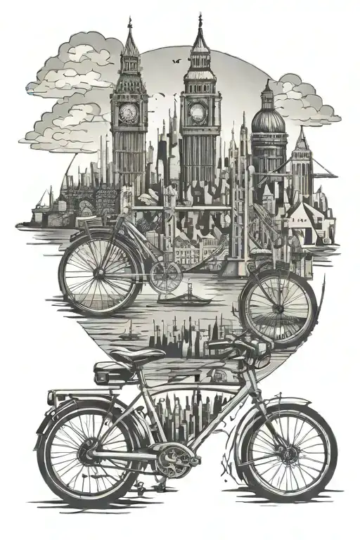 bicycle London skyline tattoo tattoo design idea