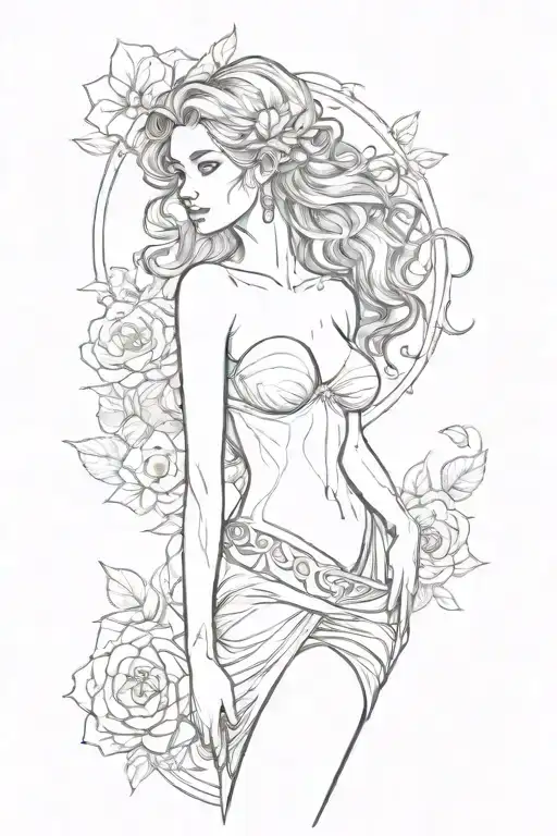full body Aphrodite realistic sexy girl shoulder tattoo  tattoo design idea