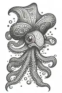 cute squid tattoo design idea
