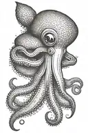 cute squid tattoo design idea